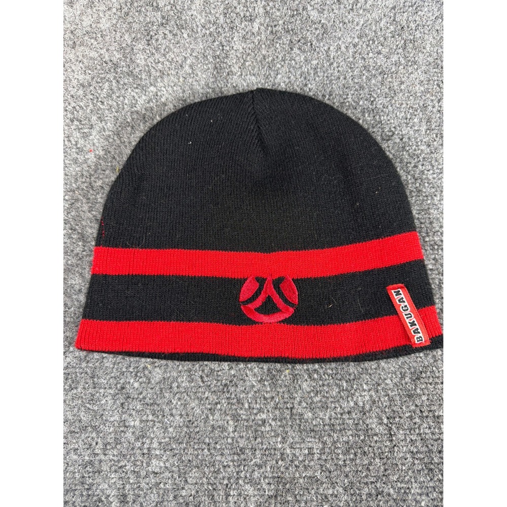 Bakugan Battle Brawlers Dan Kuso Beanie Hat Black Red Striped 2010 Vintage OSFM - Picture 2 of 5